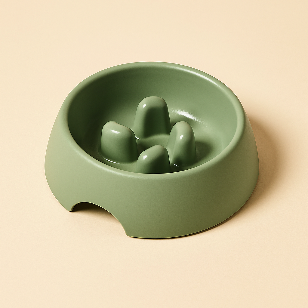 Coathaus Slow Feeder Bowl in Sage Green, small maze-bottom bowl