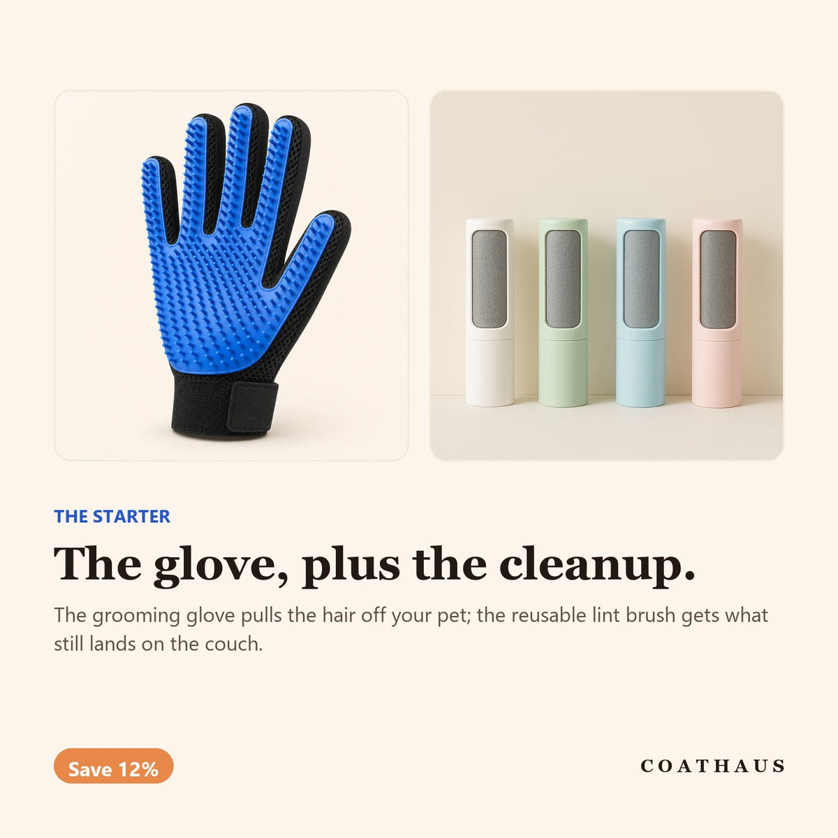The Starter - grooming glove and reusable lint brush