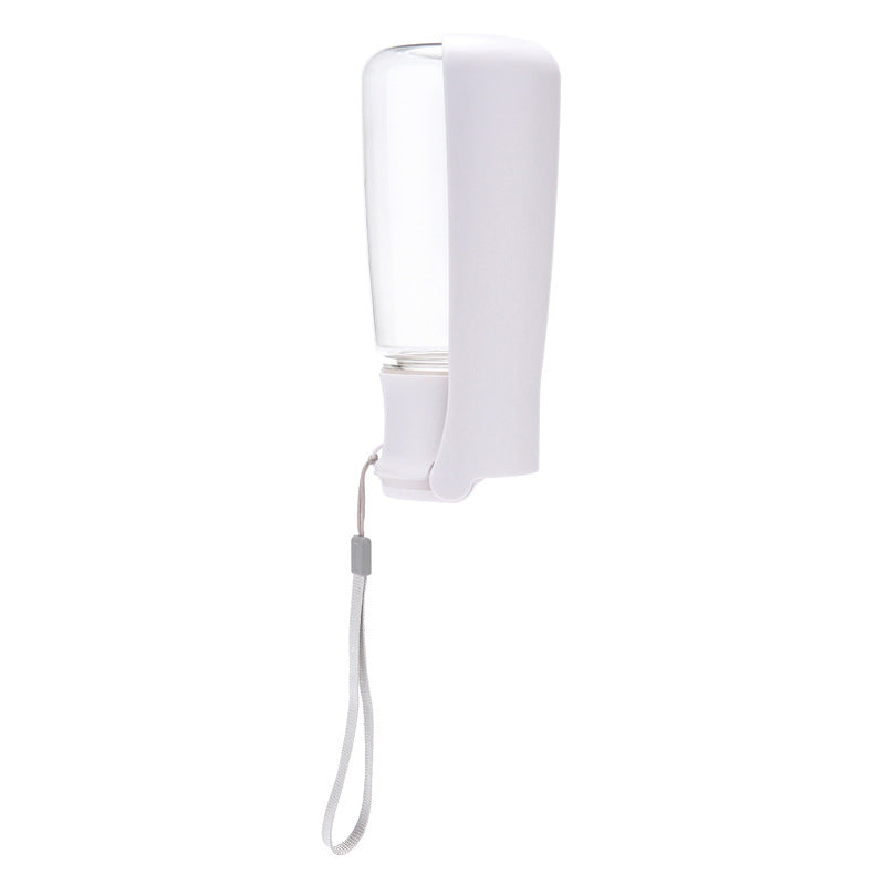 White Coathaus travel water bottle with the drinking trough opened out