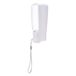 White Coathaus travel water bottle with the drinking trough opened out