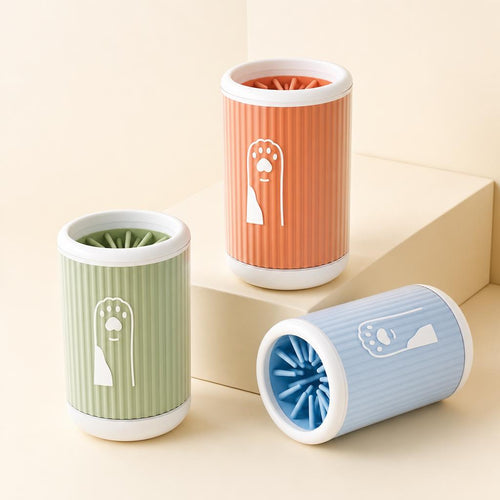 Coathaus Paw Cleaner Cup in three colours, showing the soft silicone bristles inside