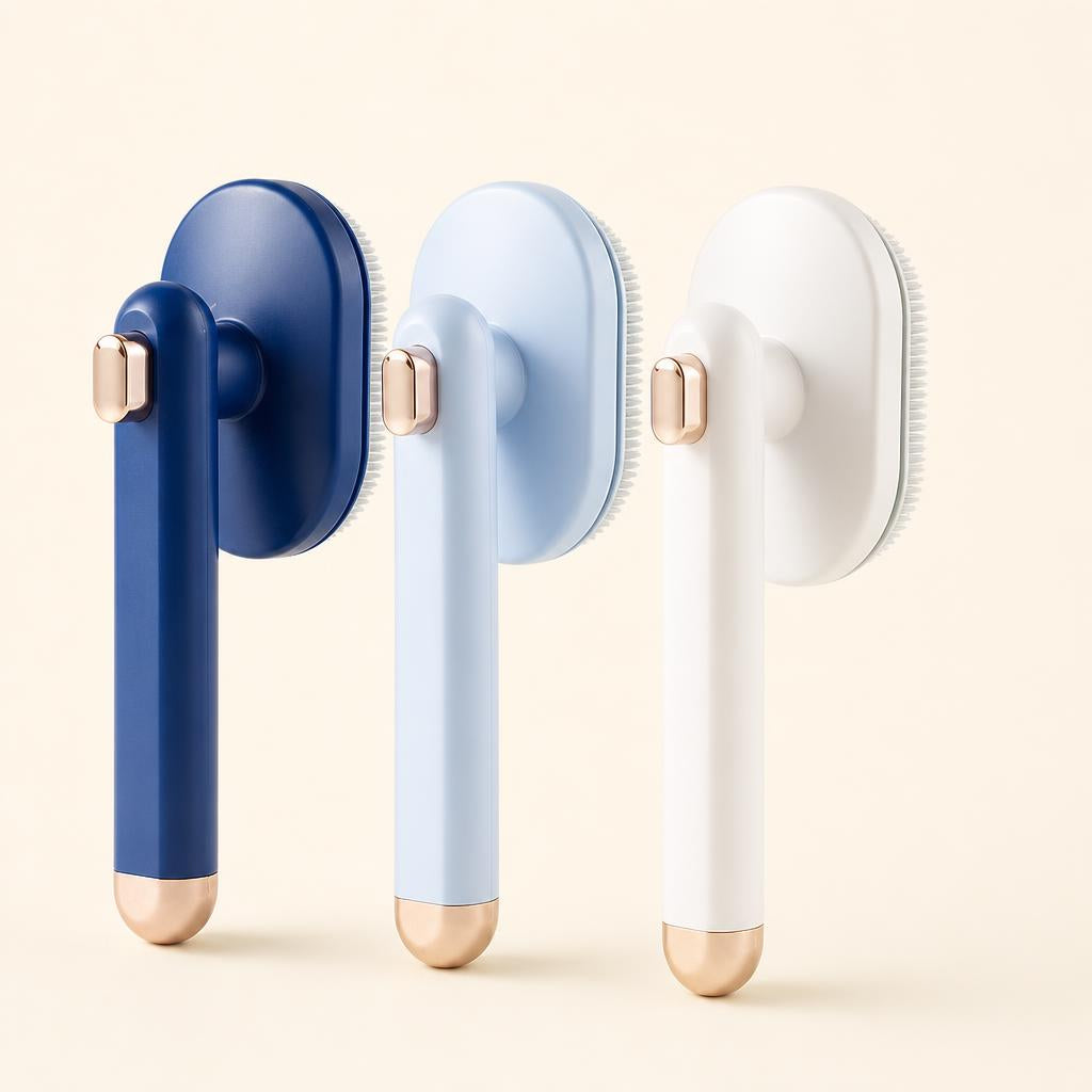 Coathaus Self-Cleaning Slicker Brush in Midnight Blue, Powder Blue and Cloud White