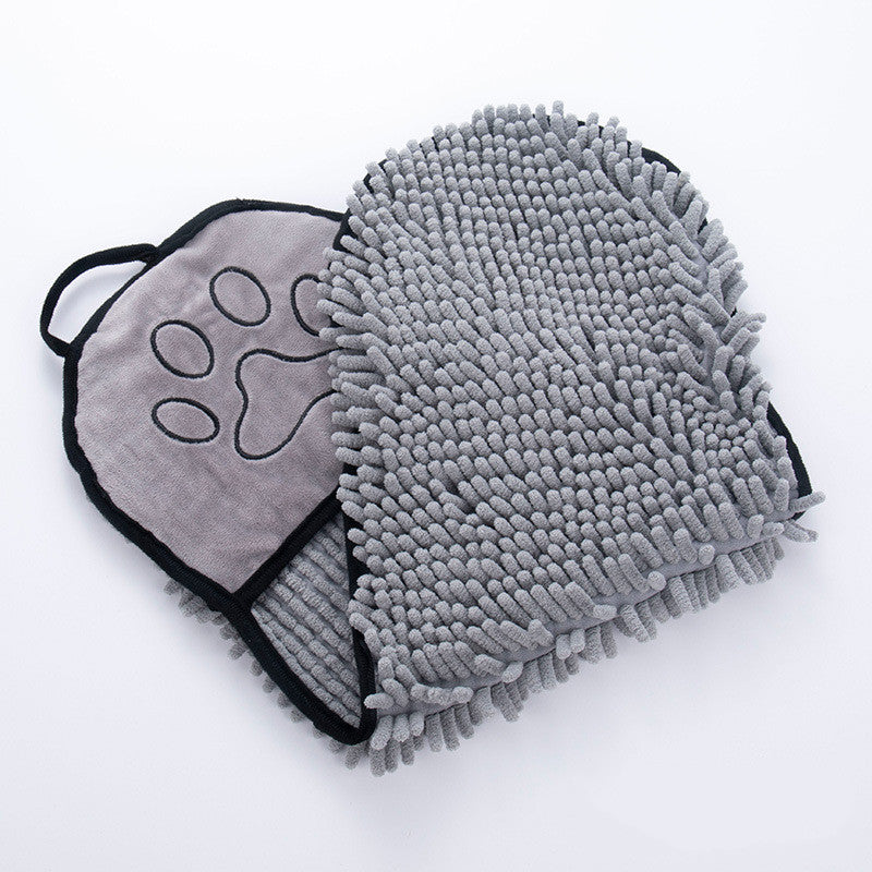 The Coathaus Microfiber Pet Drying Towel in storm grey, folded to show both textures and the hand pocket