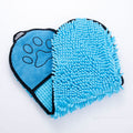 The Coathaus drying towel folded to show the chenille side, the smooth microfibre side and the end hand pocket
