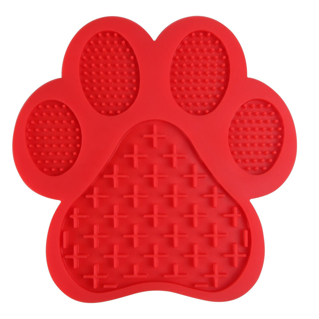 Paw lick mat in Coral, top view