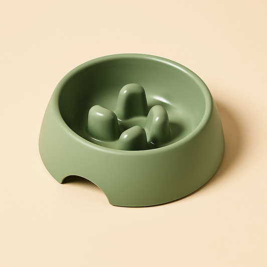 Coathaus Slow Feeder Bowl in Sage Green, small maze-bottom bowl